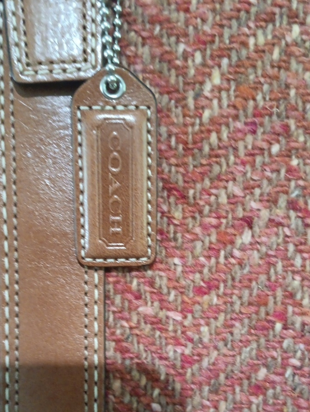 Coach Herringbone Tweed Suede Leather Bag - Picture 3 of 16